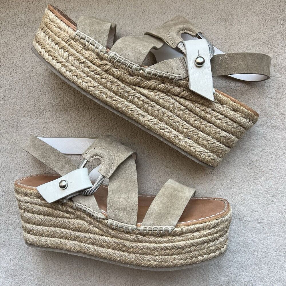 Rag & Bone August Light Tan Suede‎ Espadrille Sandals Women EU 38.5 US 8 - 8.5